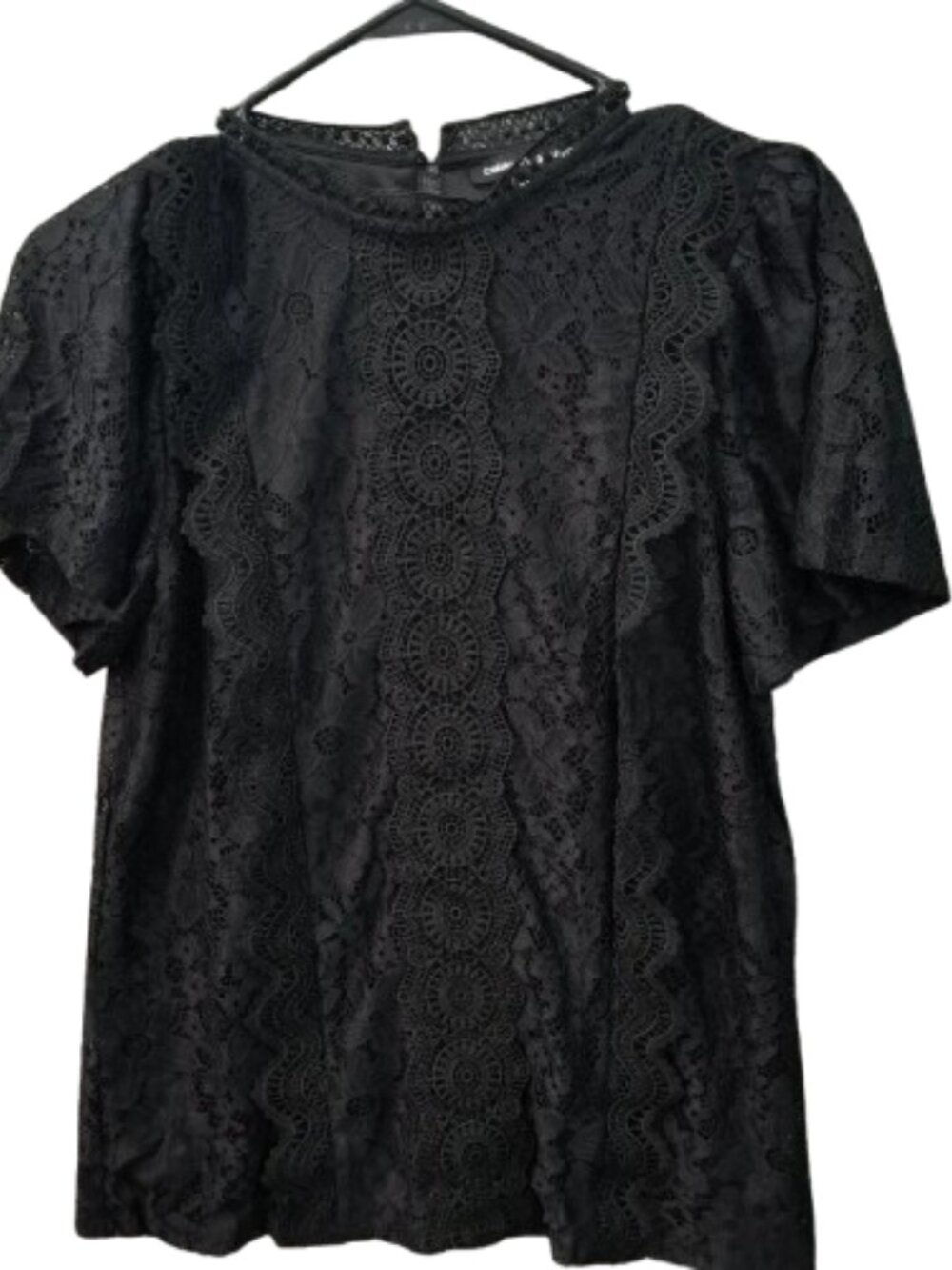 💚3/$15 Cable & Gauge Black lace Blouse Women's SP